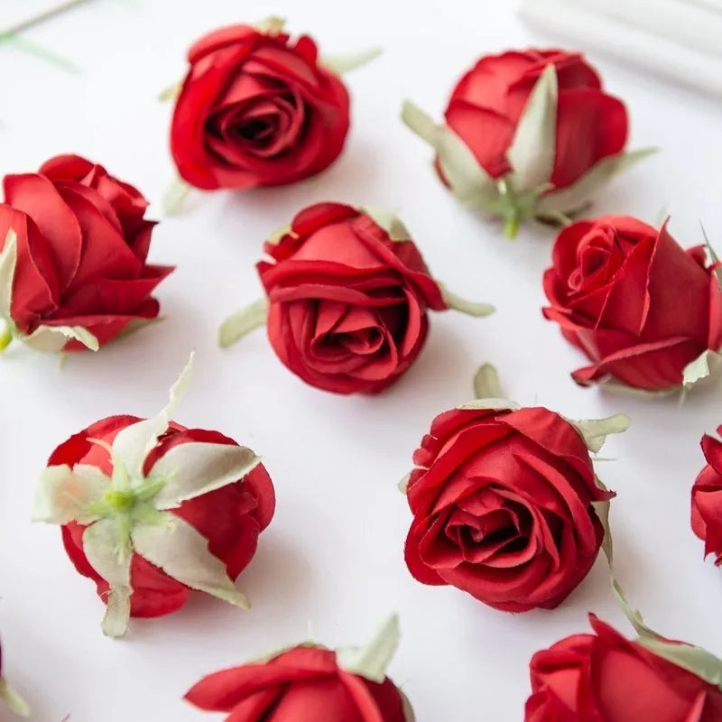 Pearl Silk Rose Heads – 50 or 100 Pcs | 9 Colours | Wedding & Event Decor