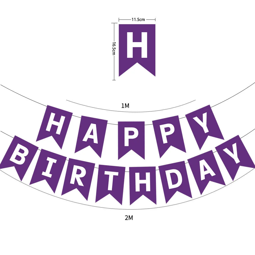 Happy Birthday Bunting Banner — Colourful Swallowtail Pull Flag Party Decoration