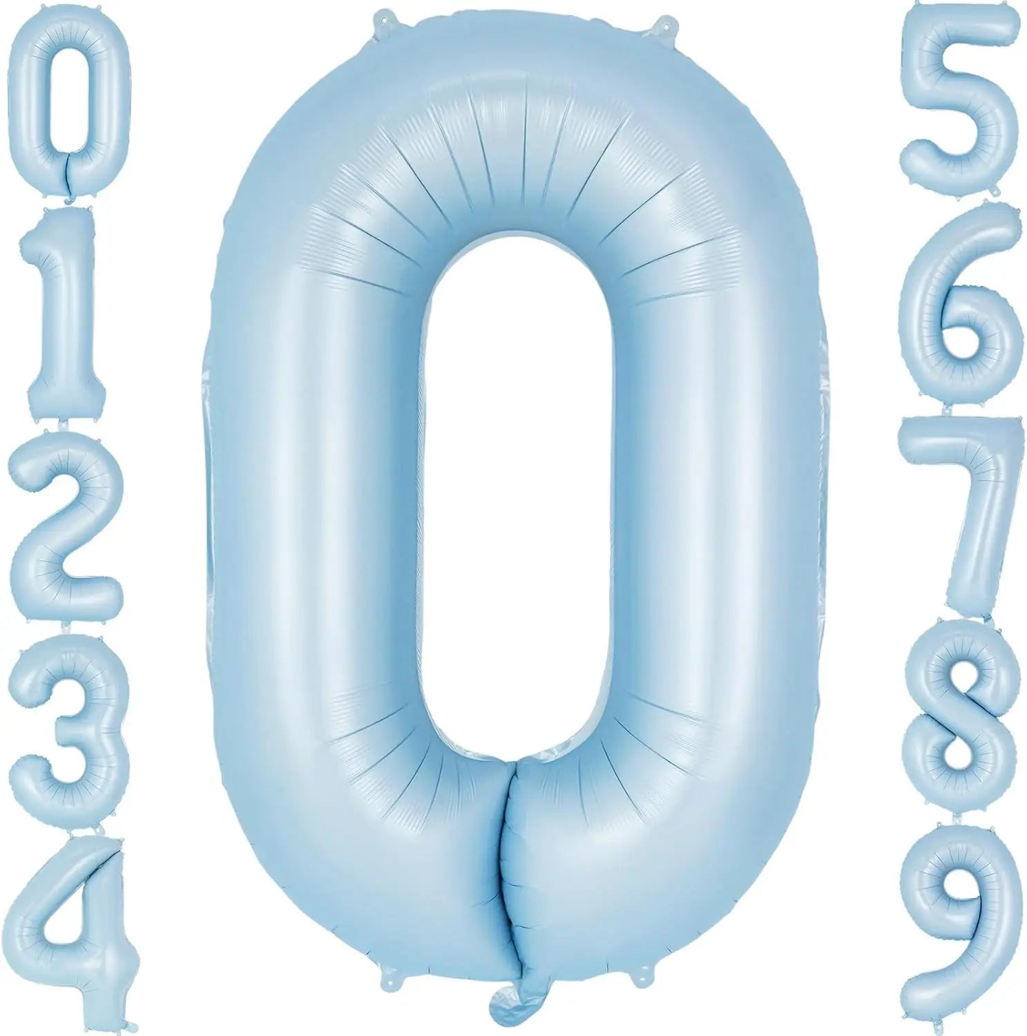 32" Retro Pastel Blue Number Foil Balloon (0–9) – Birthday & Baby Shower Decoration