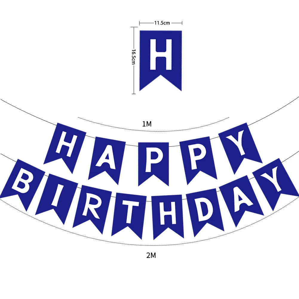 Happy Birthday Bunting Banner — Colourful Swallowtail Pull Flag Party Decoration