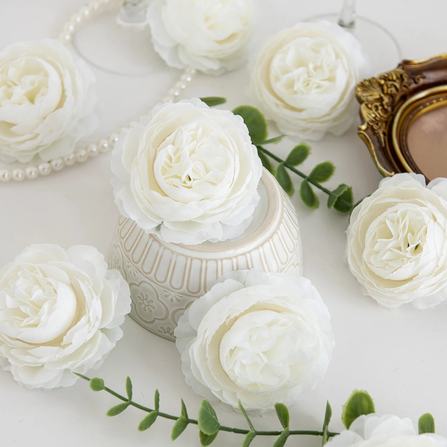 Silk Peony Artificial Flowers – Heads or Stems | 10 & 20 Pcs | Wedding & Home Decor