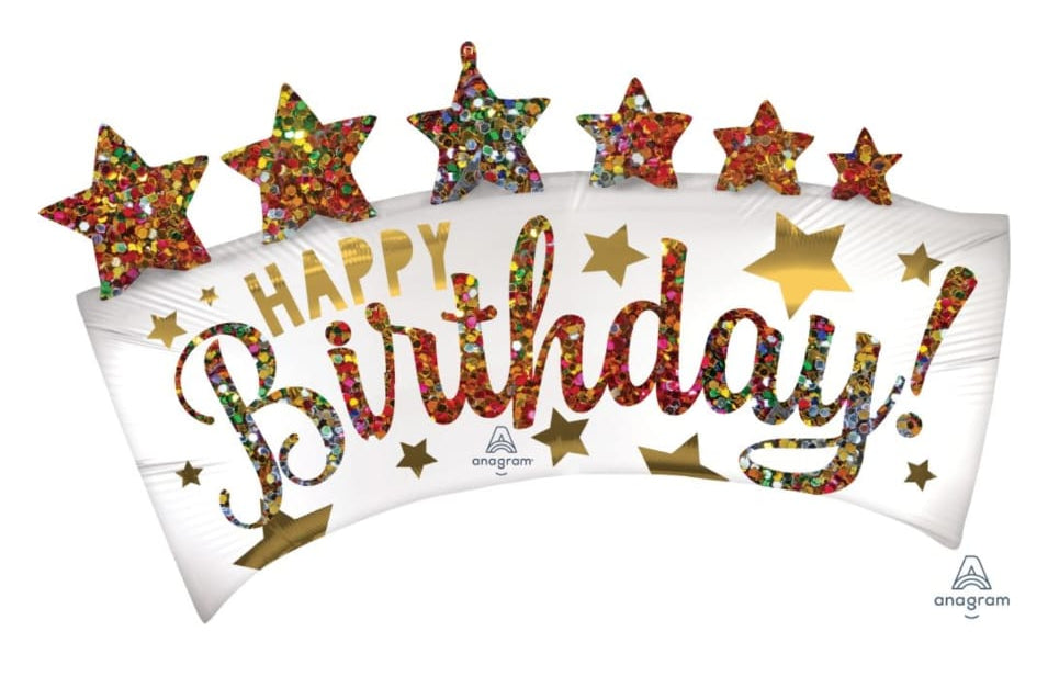 Super Shape Satin Happy Birthday Glitter Banner Balloon 