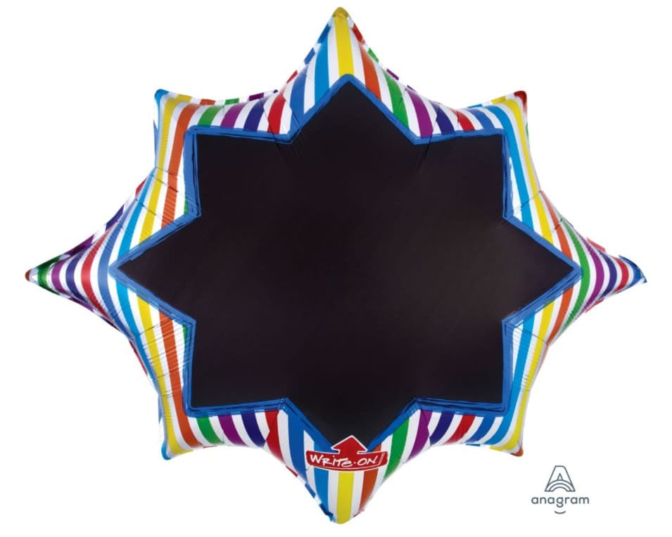 Super Shape Write-On Multi-Stripe Burst Black Board Balloon