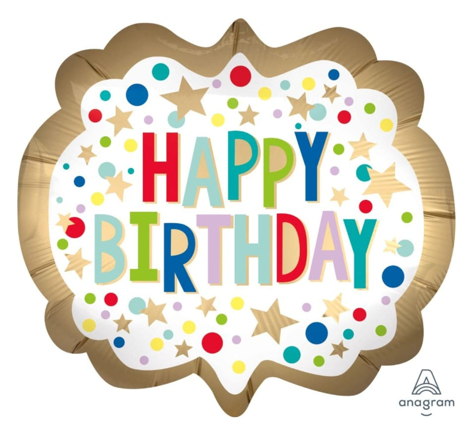 Super Shape Gold Satin Marquee Dots Birthday balloon