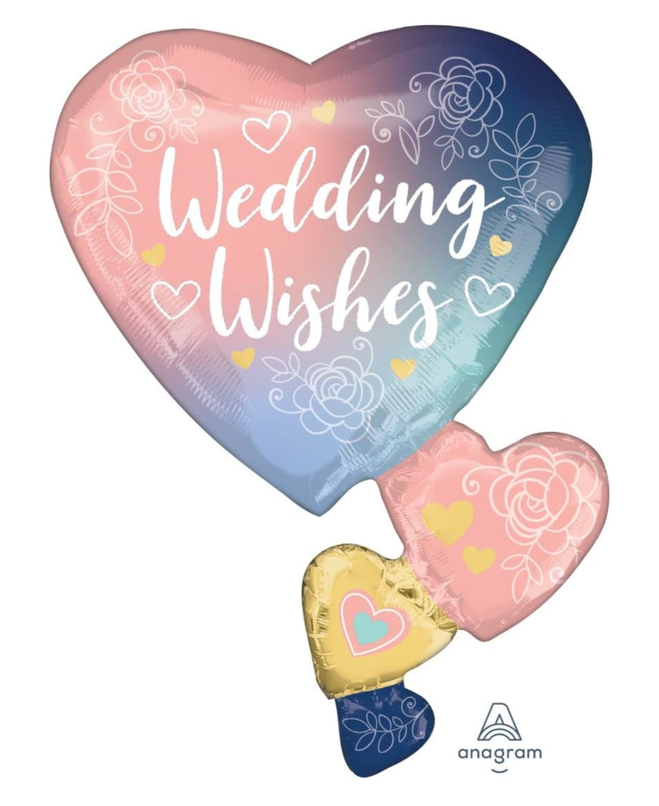 Super Shape Twilight Lace Wedding Balloon with 'Wedding Wishes' text