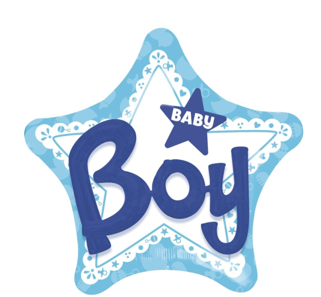 Baby Boy 3D Star Foil Balloon – Jumbo Blue, Helium Included (Mississauga Pickup)