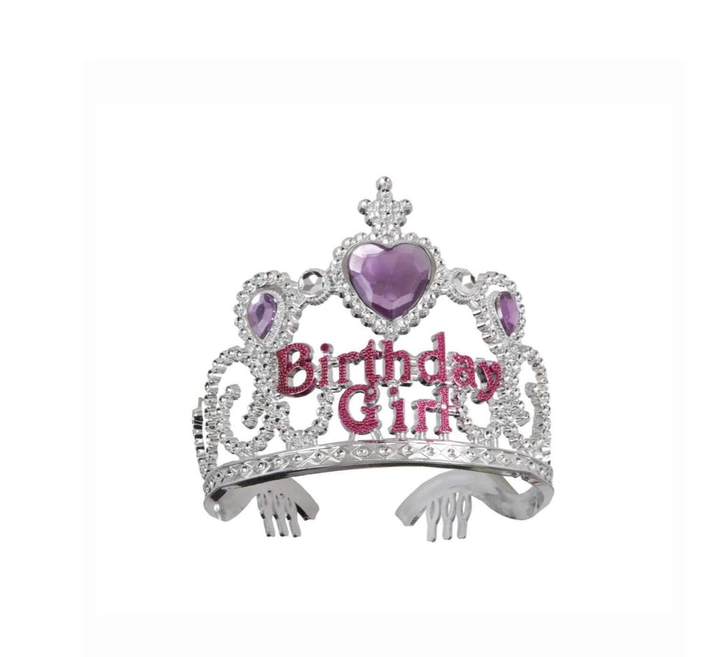 Silver Birthday Girl Tiara – Jeweled Crown for Birthday Parties
