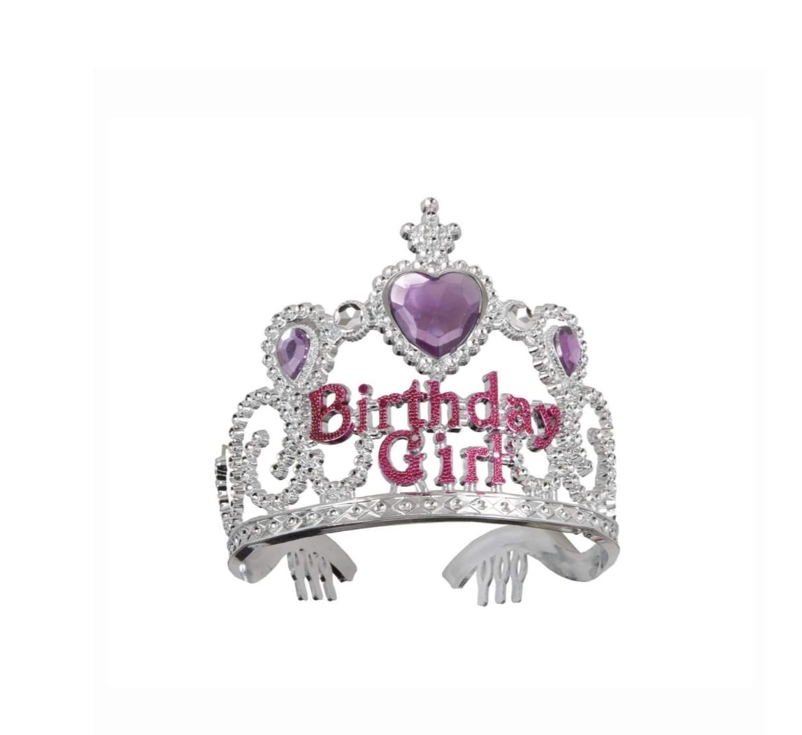 Silver Birthday Girl Tiara – Jeweled Crown for Birthday Parties