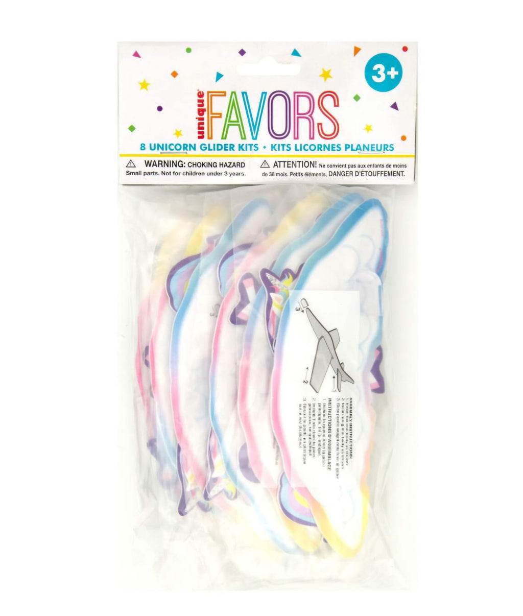 Unicorn Air Glider Party Favors - 8 Pack Flying Toys