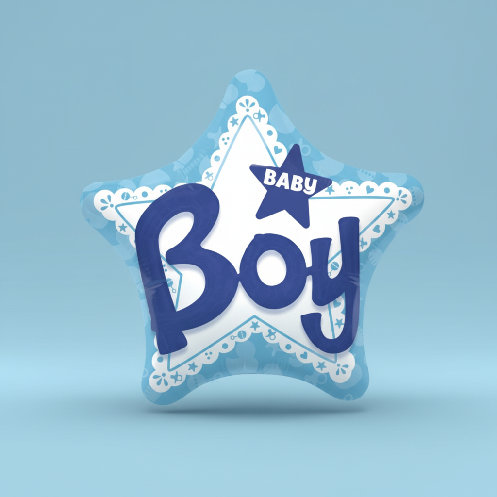 Baby Boy 3D Star Balloon with Background