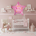 Baby Girl Pink Star Balloon with Background - Square