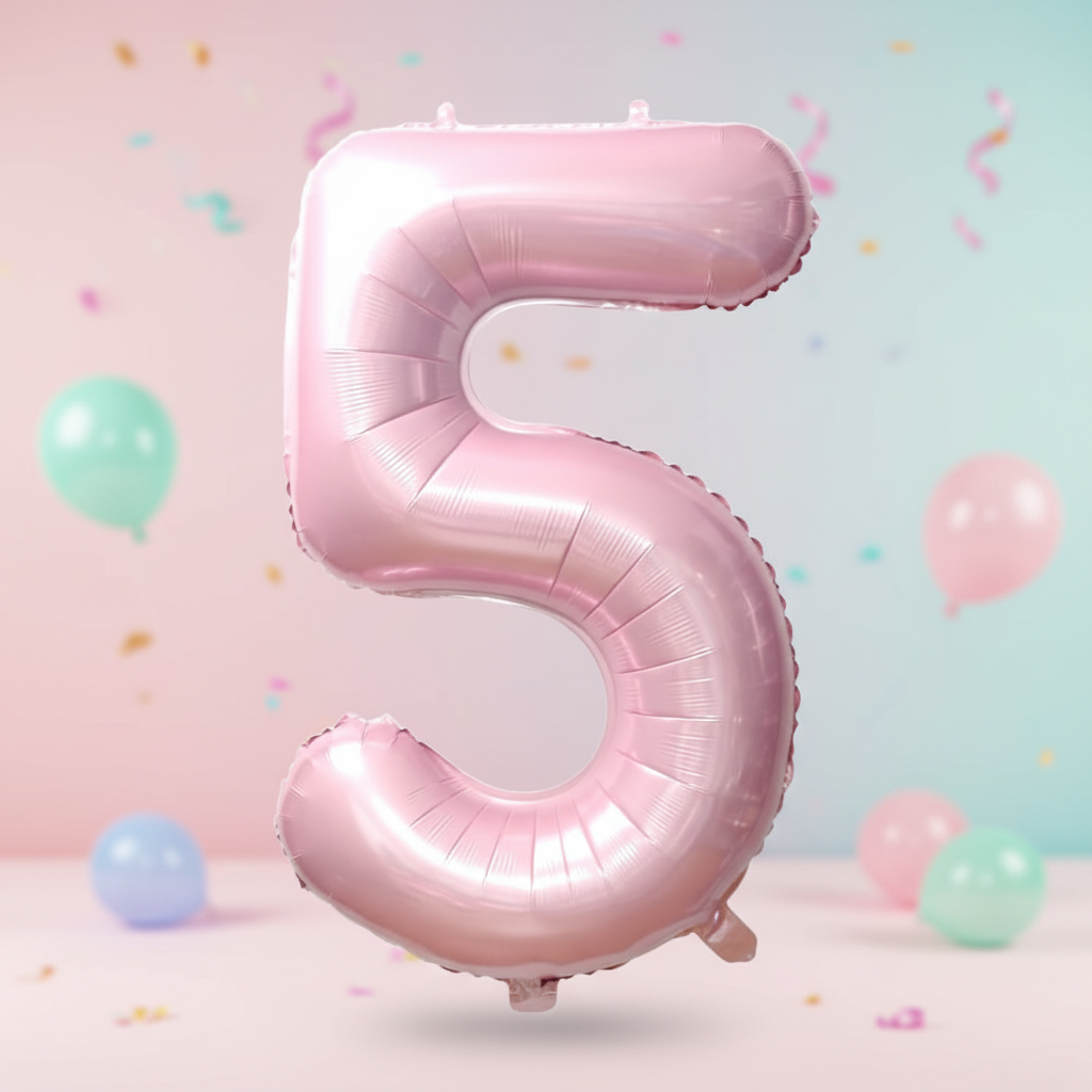 Baby pink number balloons with square backgrounds - set 1