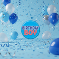 Birthday Boy Button with Background - Square