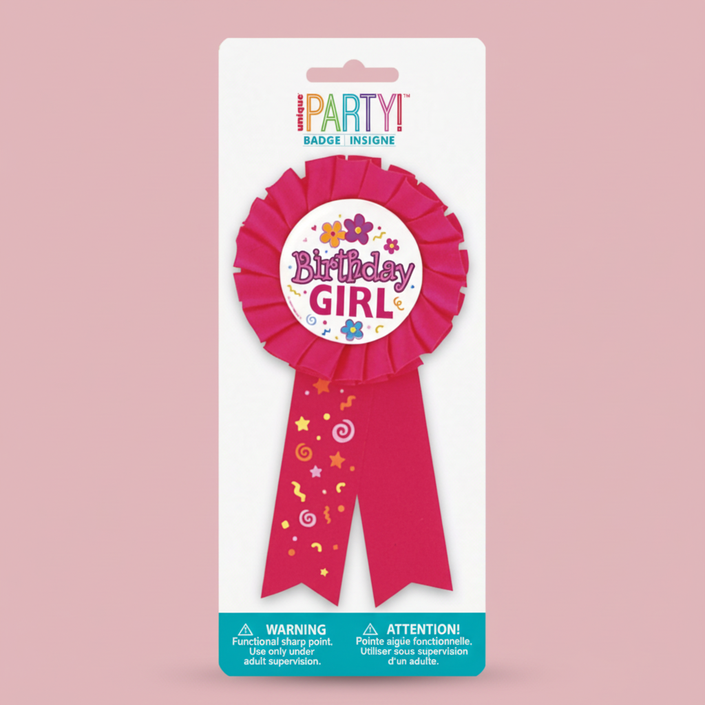 Birthday Girl Badge Pink with Background