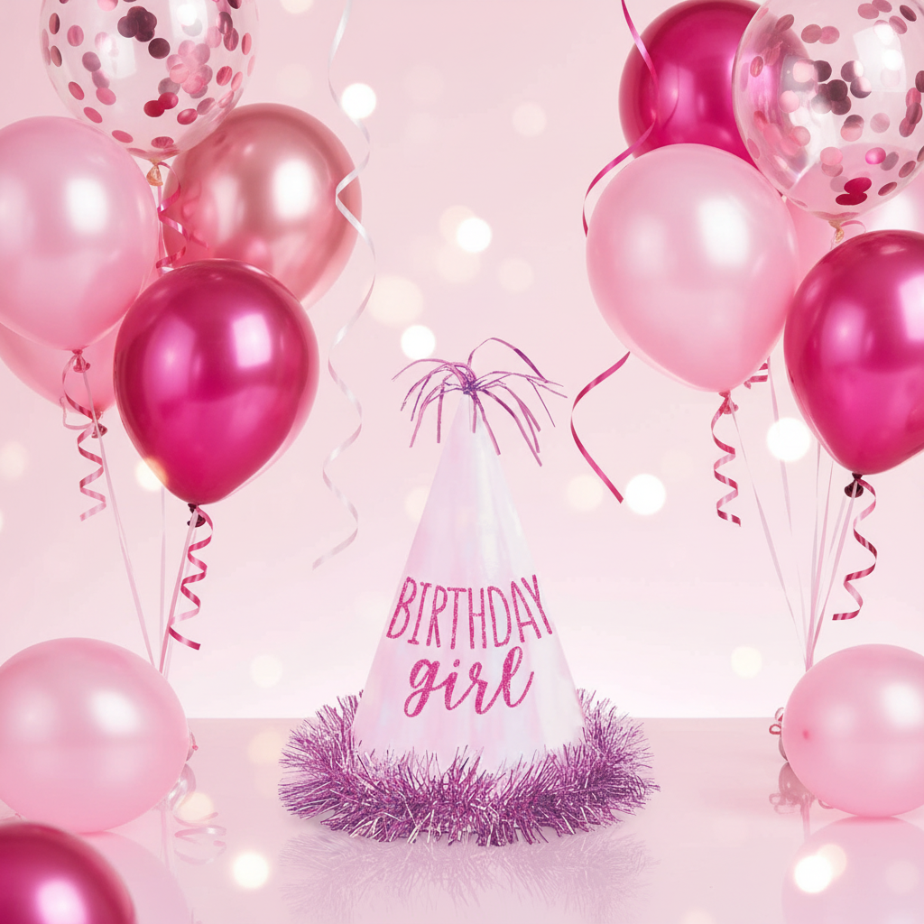 Birthday Girl Pink Hat with Background