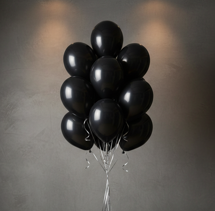 Black Balloon Bouquet - 10 Balloons