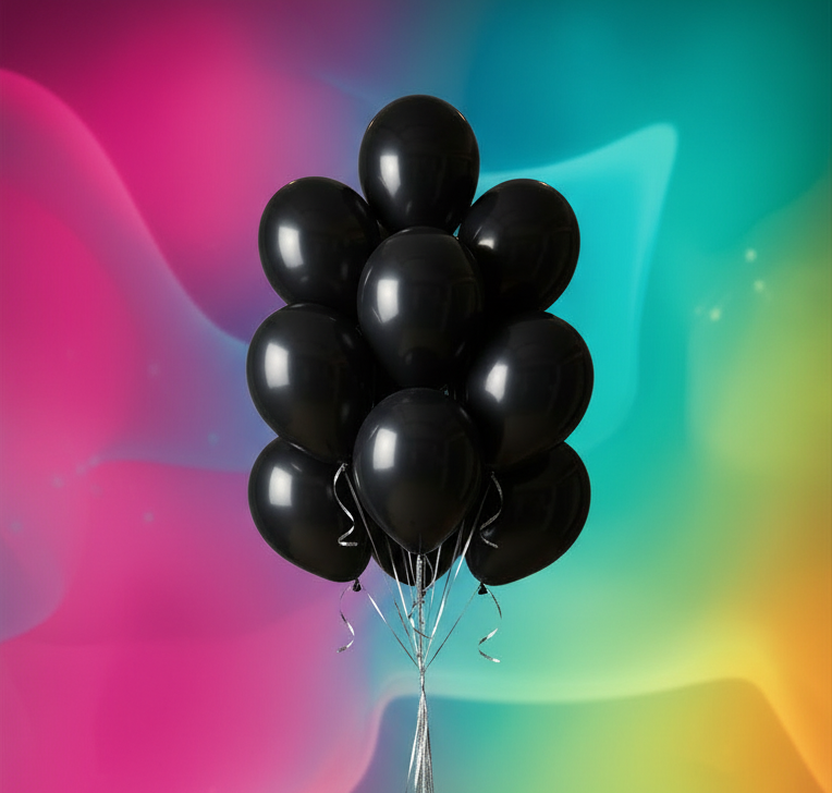 Black Balloon Bouquet - Bright Background