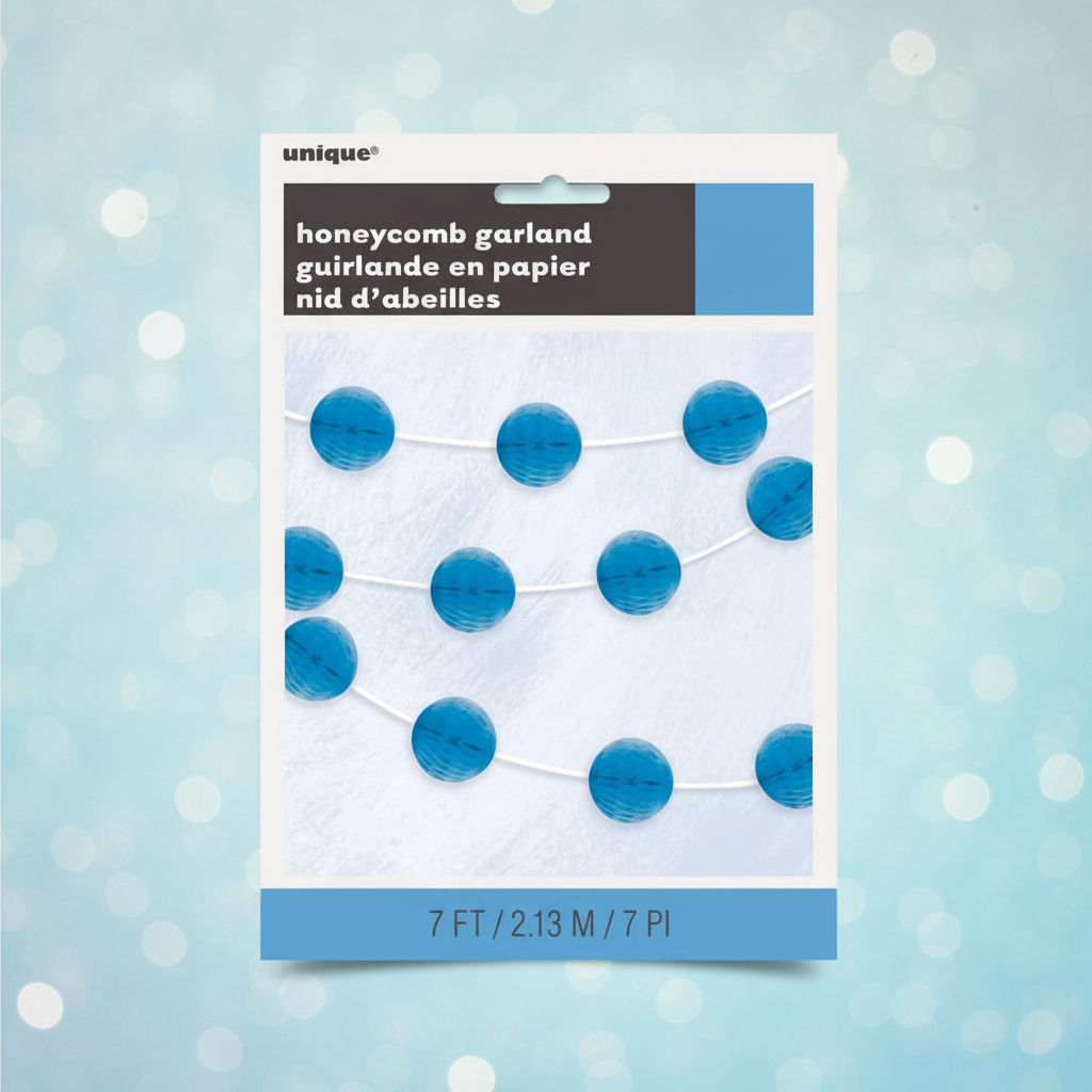 Blue Honeycomb Garland with background