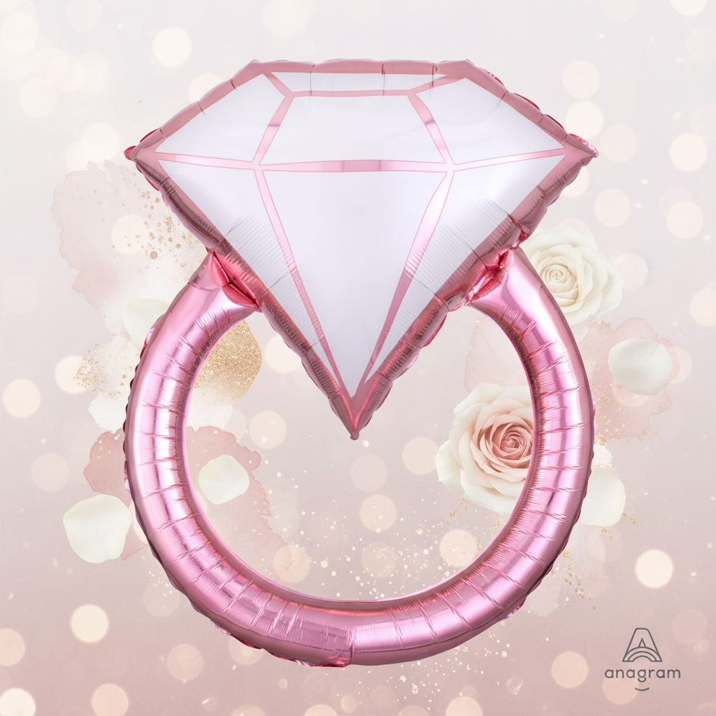 Blush Wedding Ring Balloon with background