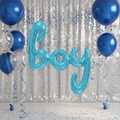 Boy Script Letters Blue Balloon with Party Background