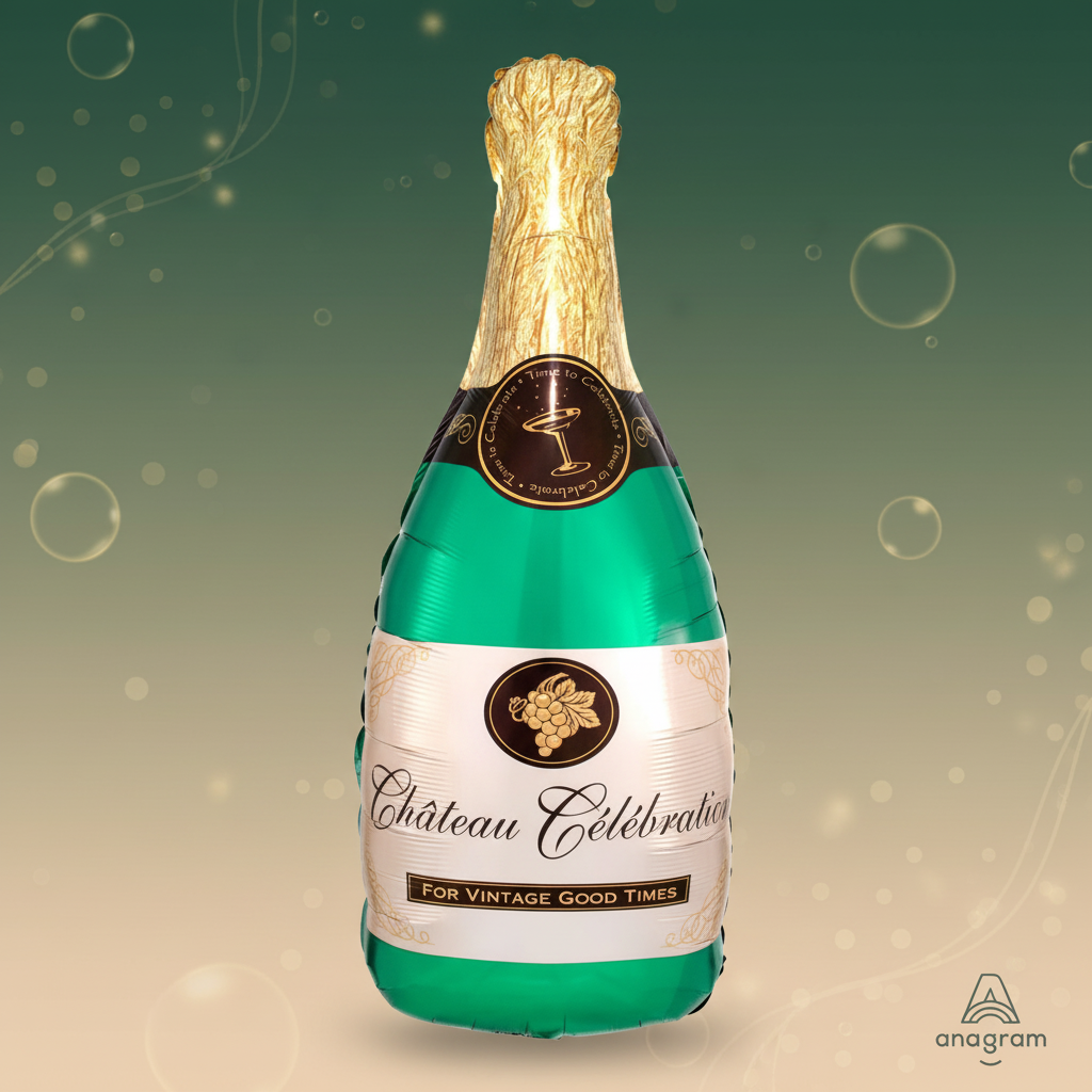 Champagne Bottle Balloon with background