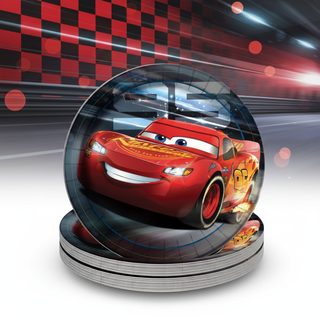 Disney Cars Lightning McQueen Lunch Plates with square background