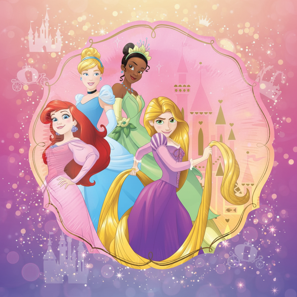 Disney Princess Once Upon a Time Balloon with background