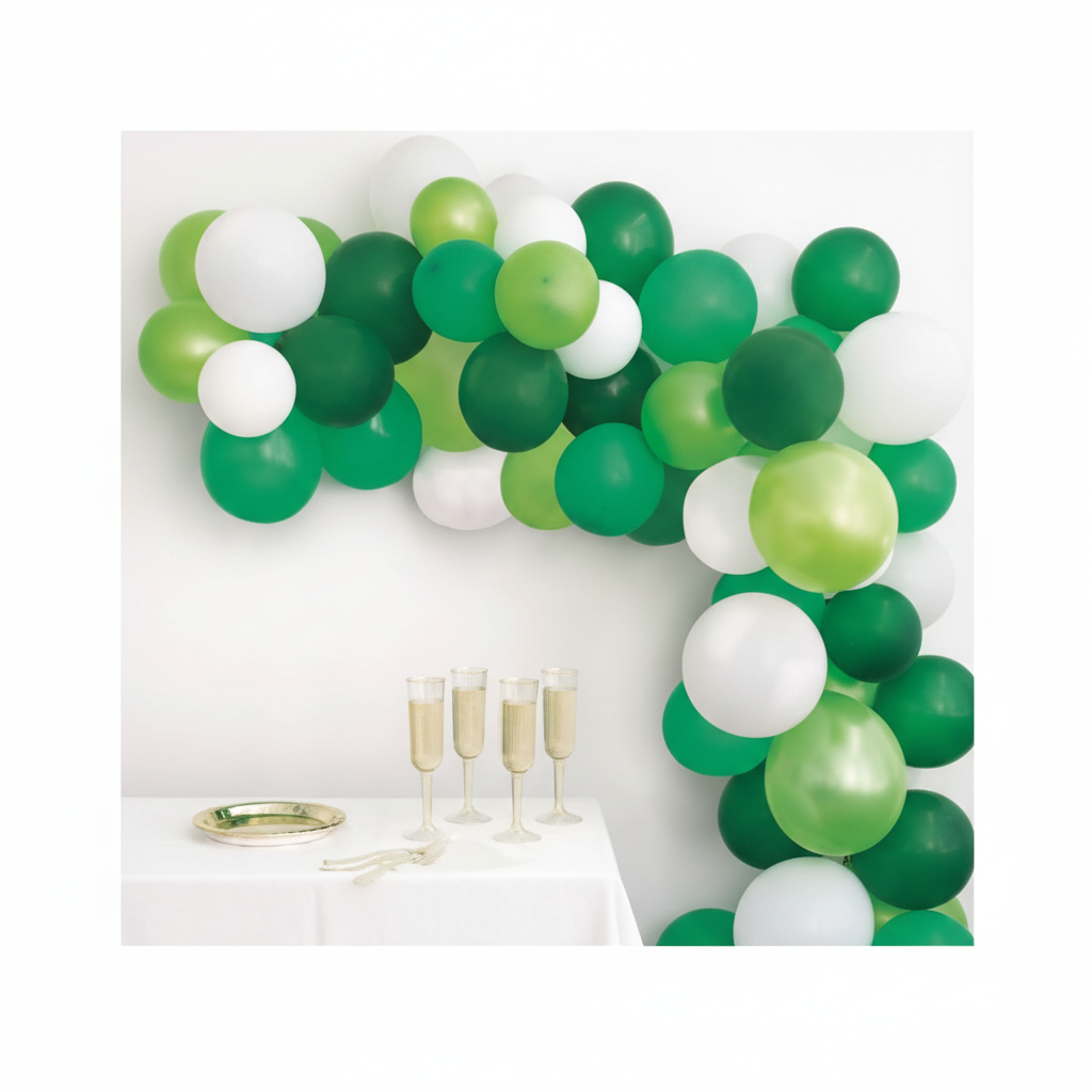 Green White Balloon Garland Square Image