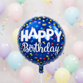 Happy Birthday Confetti Blue Balloon with square background
