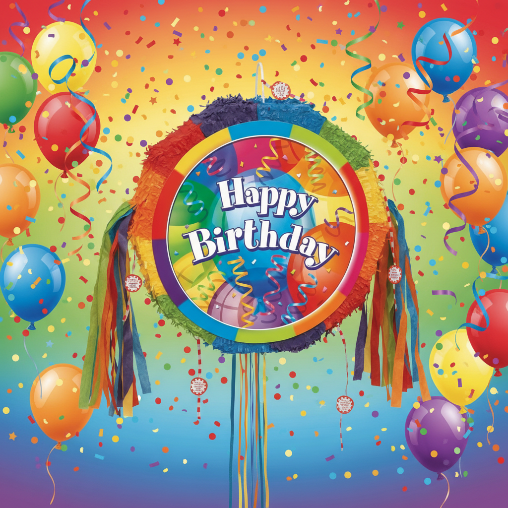 Happy Birthday Piñata with Background