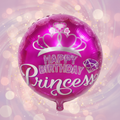 Happy Birthday Princess Tiara Balloon with square background