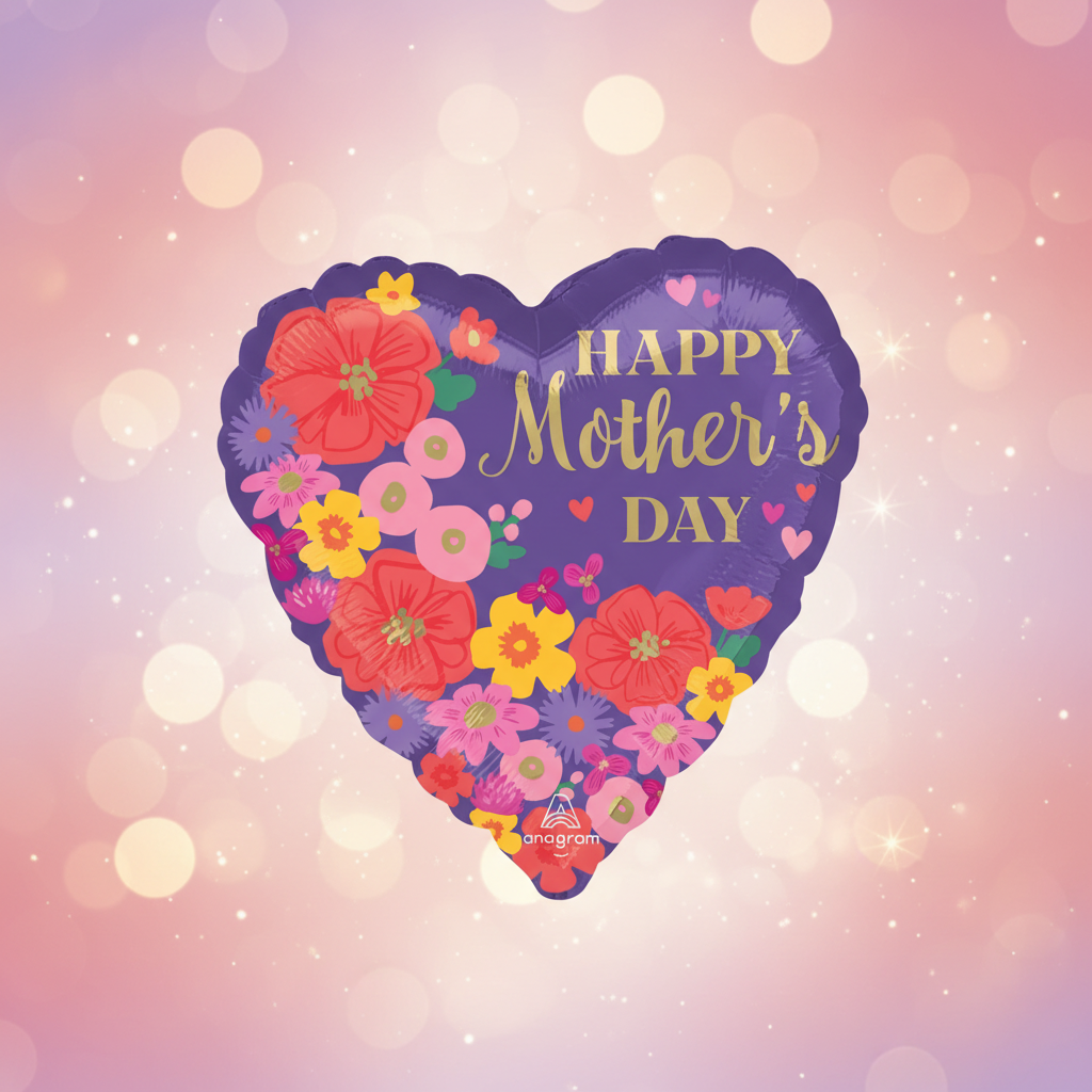 Heart Shape Mother's Day Balloon with background