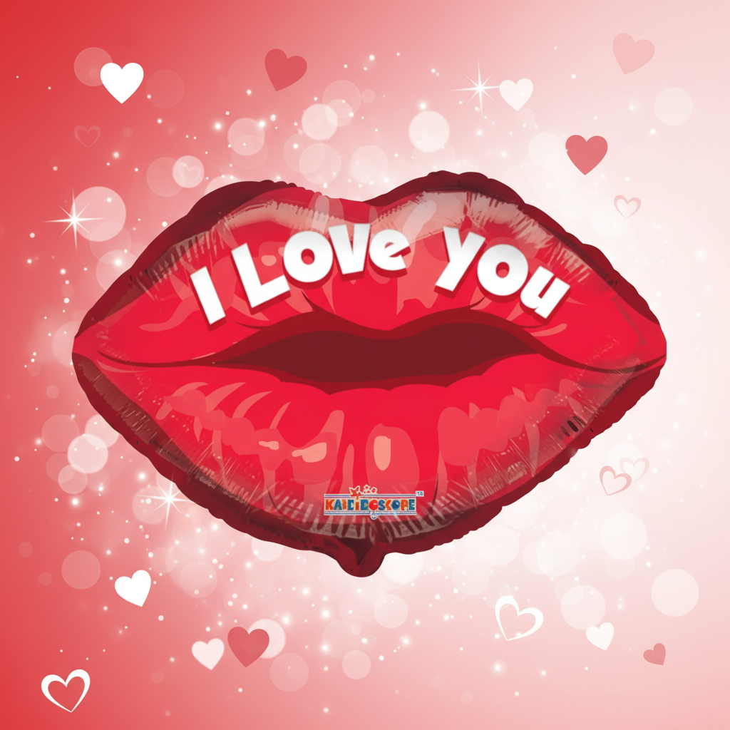 I Love You Lips Balloon with background