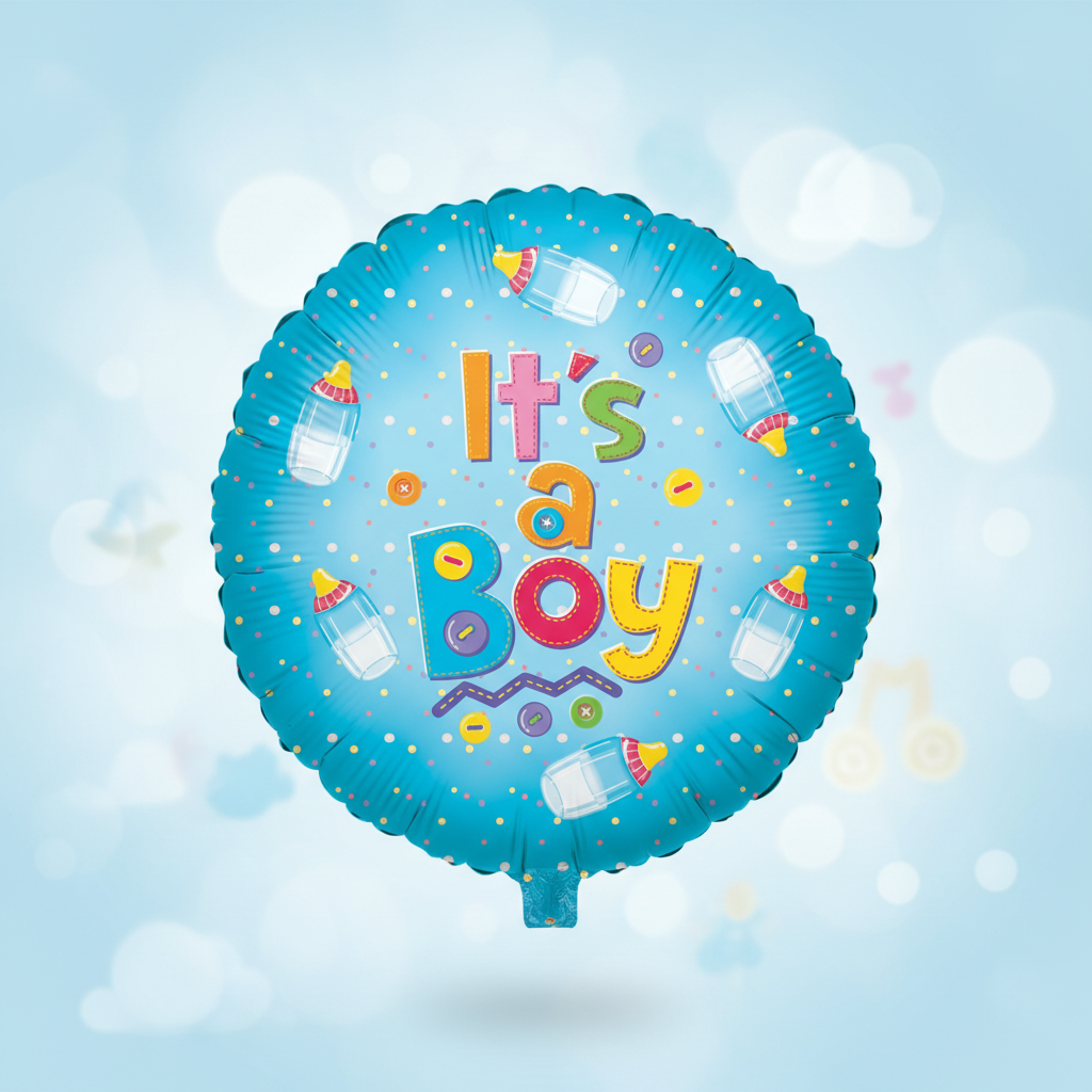 It's a Boy Blue Balloon with square background