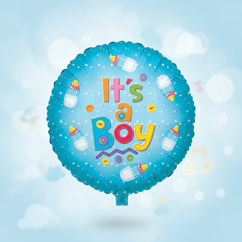 It's a Boy Blue Balloon with square background