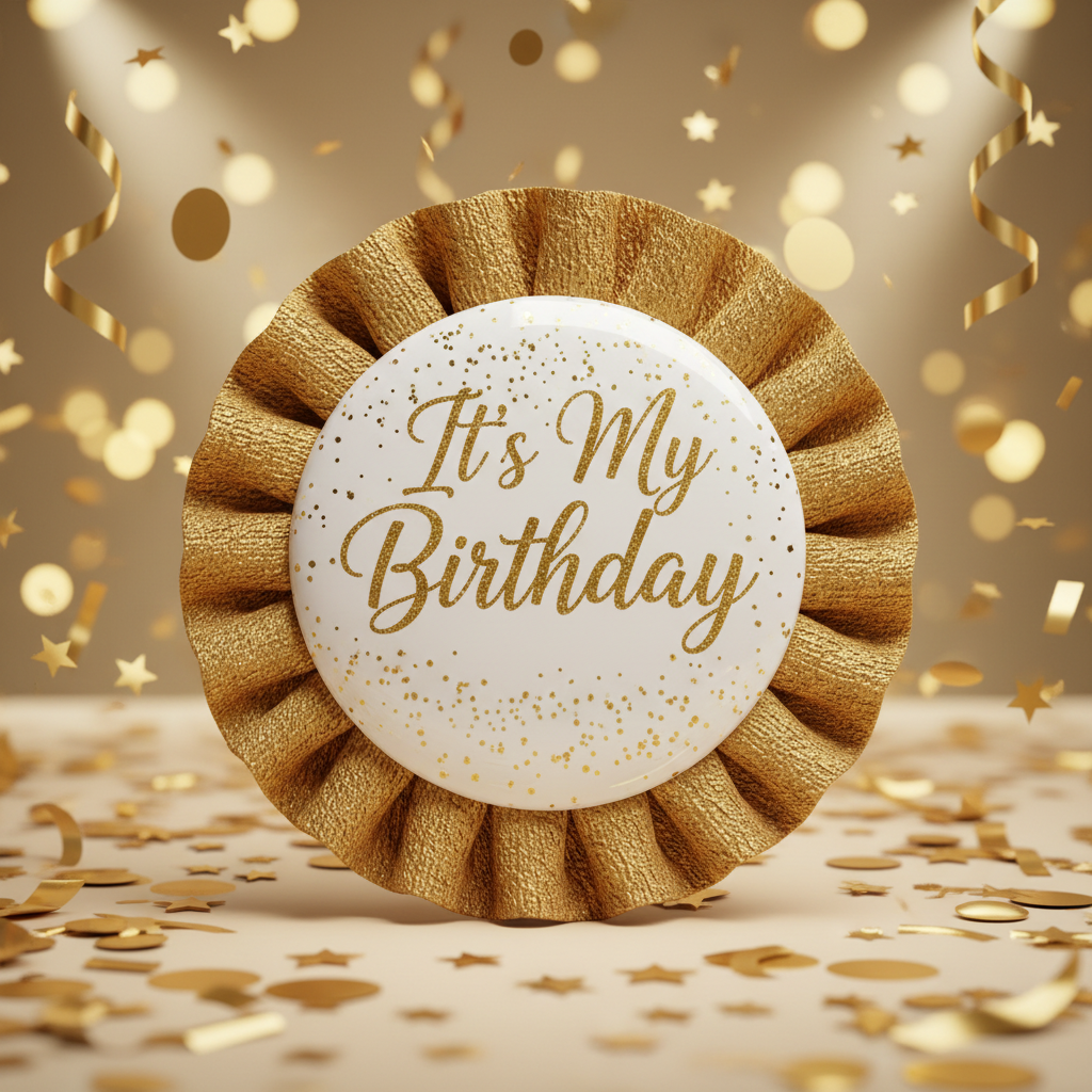 It's My Birthday Button with Background