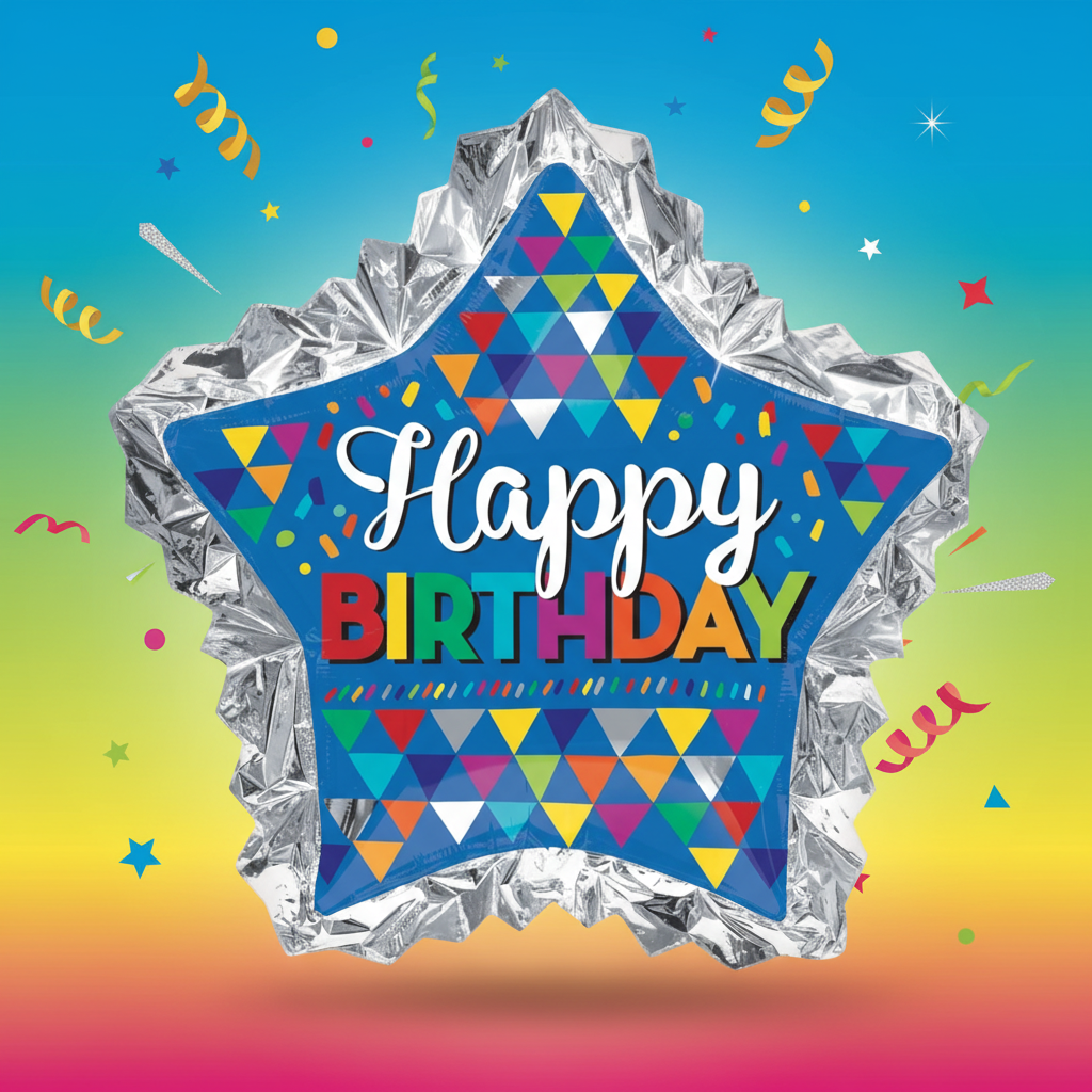 Jumbo Blue Star Happy Birthday Balloon with Background