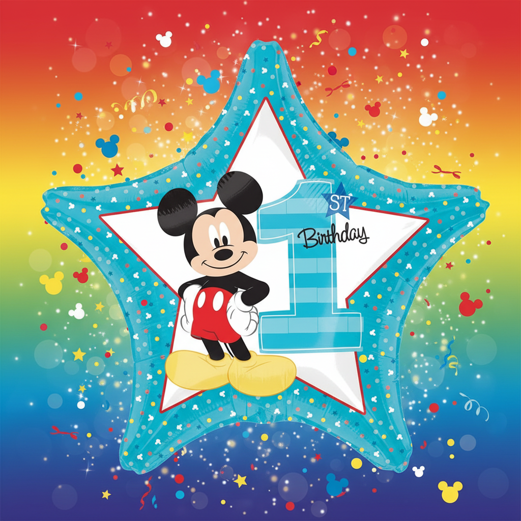 Mickey 1st Birthday Balloon with background