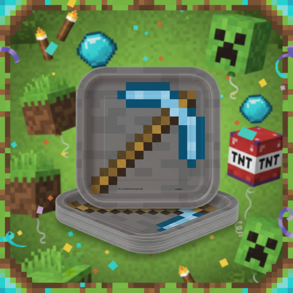 Minecraft Dessert Plates with Party Background