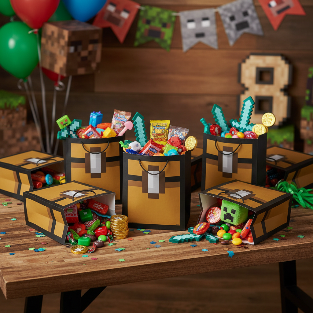Minecraft Loot Bags with Party Background