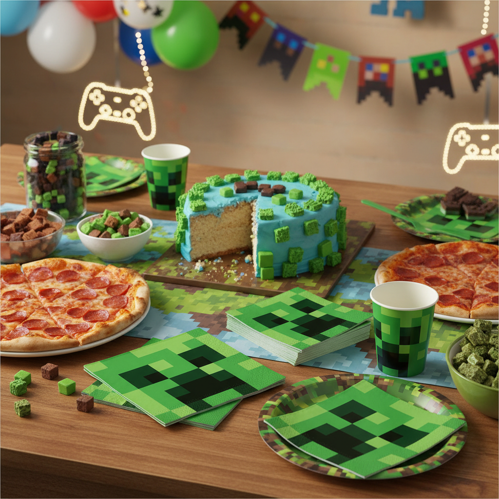 Minecraft Lunch Napkins with Party Background