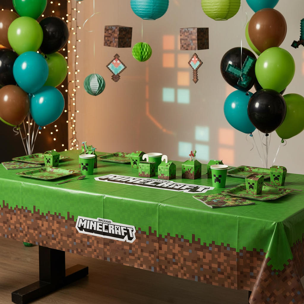 Minecraft Table Cover with Party Background