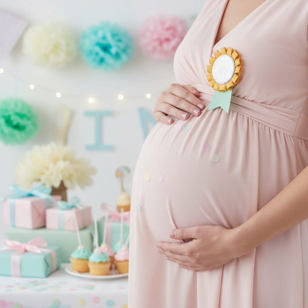 Mom to Be Button with Background - Square