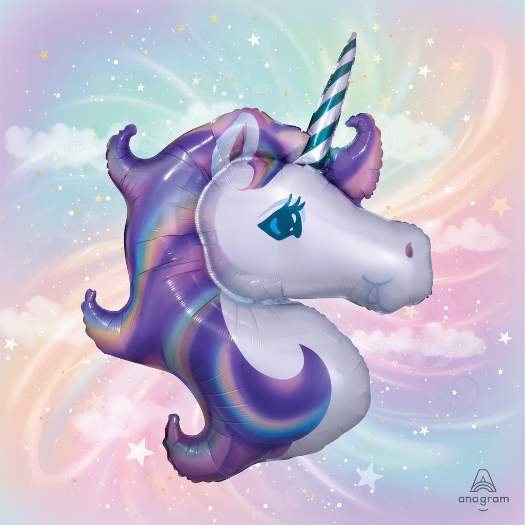 Pastel Unicorn Balloon with background