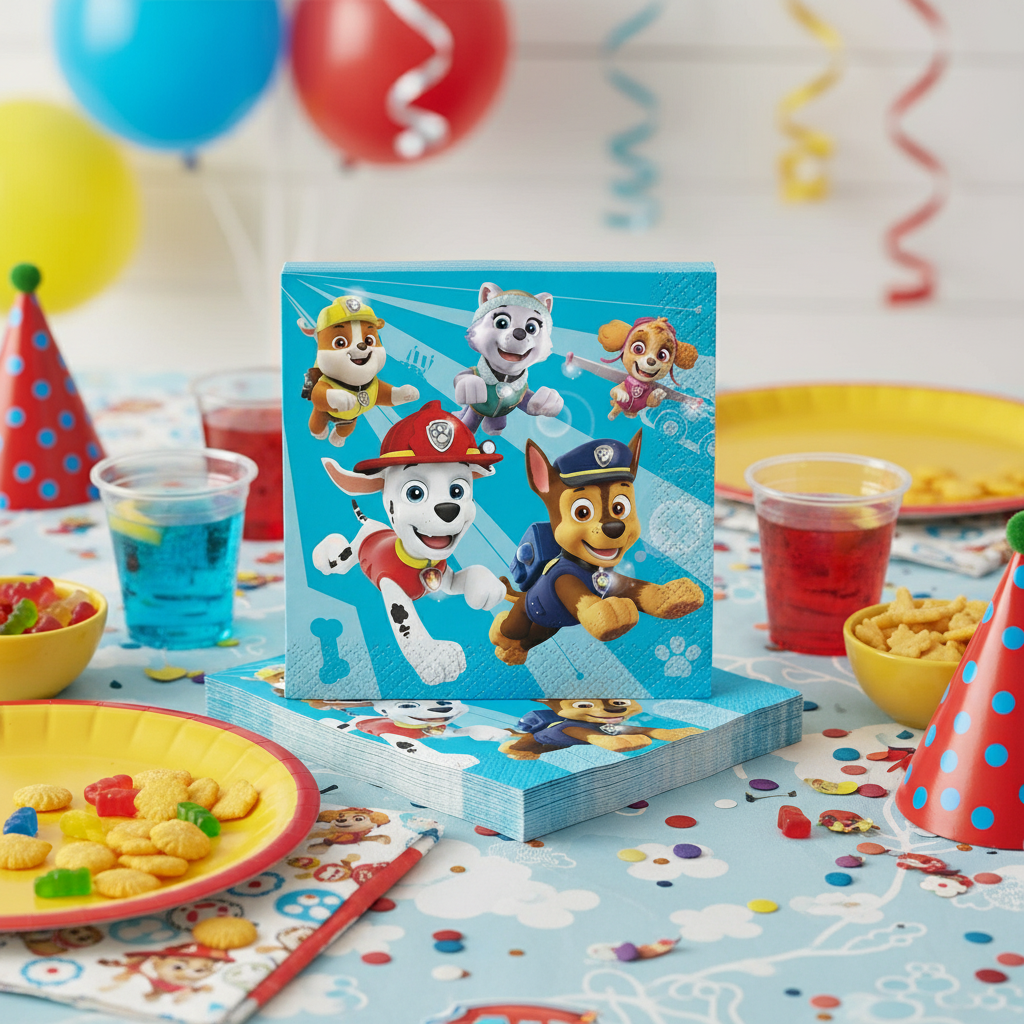 Paw Patrol Beverage Napkins with Party Background