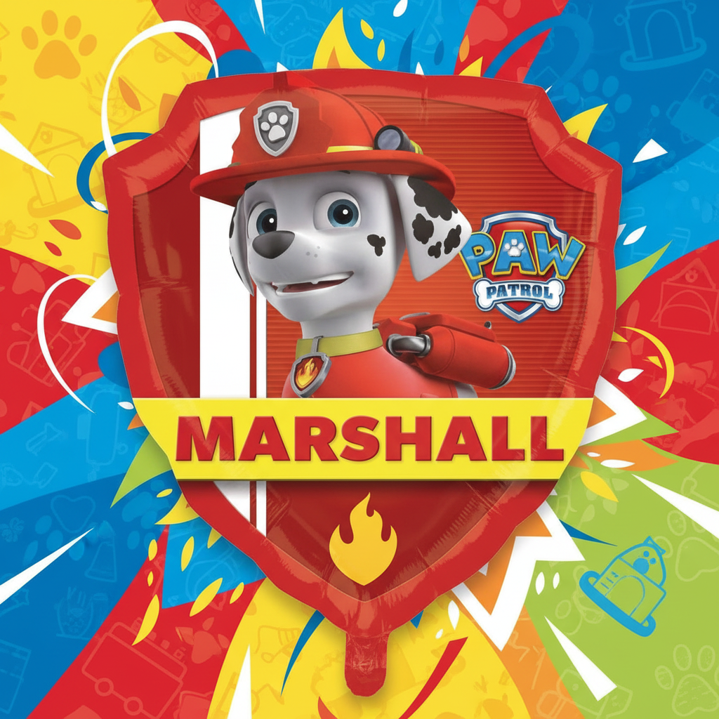Paw Patrol Marshall Badge Balloon with Background