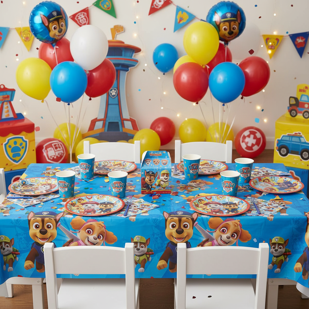Paw Patrol Table Cover with Party Background