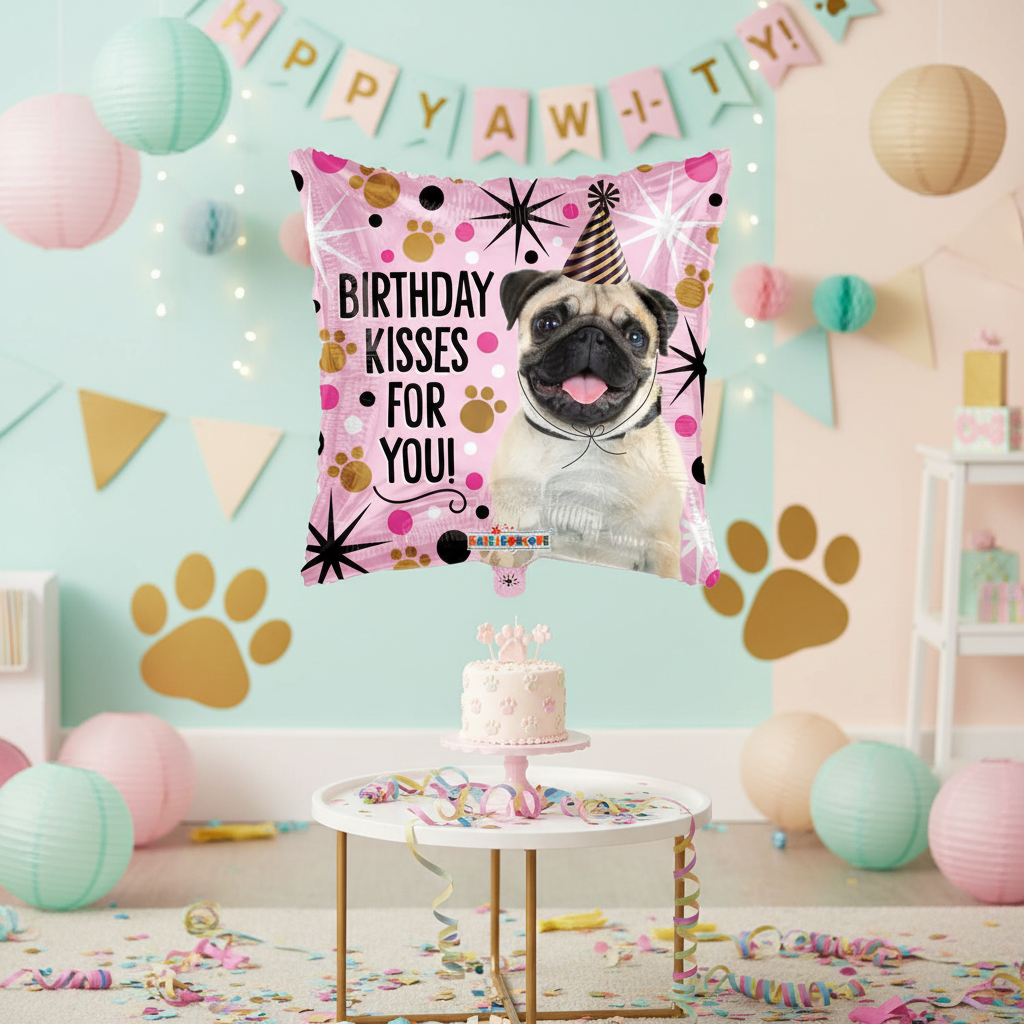 Pet Birthday Balloon with Party Background