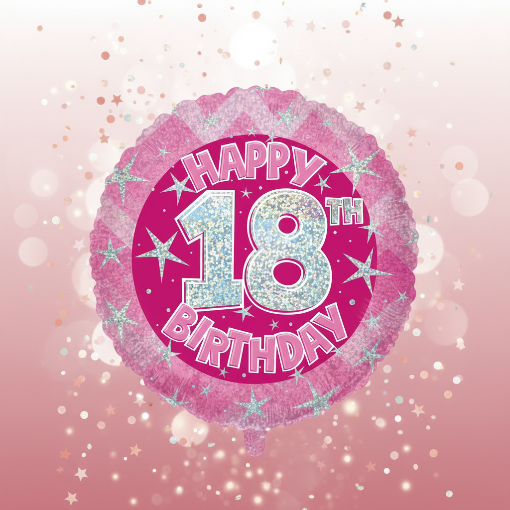 Pink Happy 18th Birthday Balloon with background