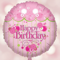 Pink Happy Birthday Border Balloon with square background